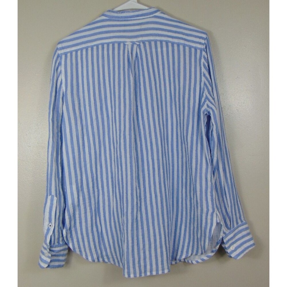 J.Crew Classic-fit soft gauze shirt stripe Womens  10 Lagenlook Beachy DIY Raw - Picture 6 of 9
